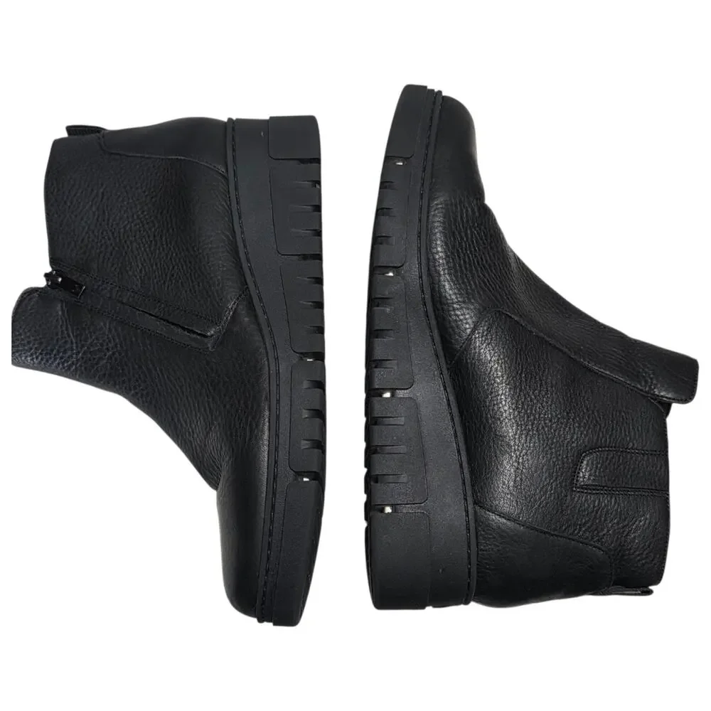 Vionic Uptown Sur Boots Womens 9.5 Wide Black Leather Weatherproof Ankle Zip